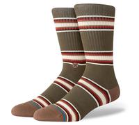 Stance Hill Top Crew Socks Dark Green Striped Patterned Calf Large