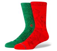 Stance Home Alone Crew Socks Red Green Cushioned Calf Socks One Pair Medium