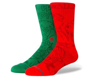 Stance Home Alone Crew Socks Red Green Cushioned Calf Socks One Pair Medium