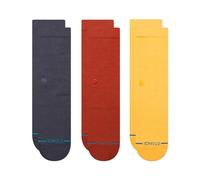 Stance Icon 3 Pack Crew Socks Navy Red Yellow Multi Triple Classic Calf Large