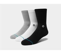 STANCE ICON 3 PACK SOCKS.BLACK GREY WHITE ARCH SUPPORT CALF CREW SIZE UK 6 - 13
