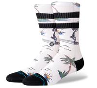 Stance Kool Katz Surf Crew Socks Canvas White Cats Patterned Calf Medium