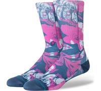 STANCE Lihue Crew Socks Fuschia Floral Patterned Calf Socks Large