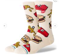 Stance Men's Crew Socks Curren – Striped, Arch Support, Cushioned – Red, Large