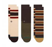 Stance Millhouse 3 Pack Crew Socks Multi Brown Striped Patterned Calf Large