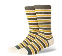 Stance Ollie Crew Socks Olive Multi Striped Patterned Calf Large