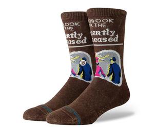 Stance Recently Deceased Crew Socks Beetlejuice Handbook for the Recently Deceased Film Brown Patterned Betelgeuse Calf Medium