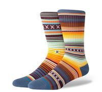 Stance Curren Crew Socks Sea Blue Striped Patterned Multi Calf Large