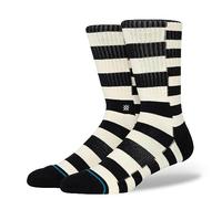 Stance Spyke Crew Socks Black White Striped Infiknit Cotton Calf Medium