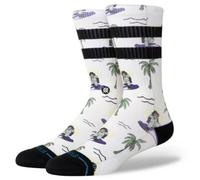 STANCE SURFIN MONKEY CREW SOCKS.NEW WHITE PATTERNED CUSHIONED SUPPORT CALF S26