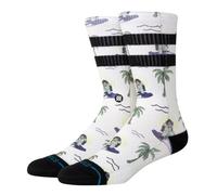 Stance Surfin Monkey Crew Socks White Patterned Calf Socks Medium