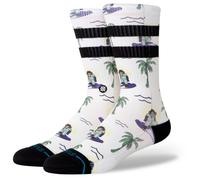 Stance Surfin Monkey Crew Socks White Patterned Calf Socks Medium
