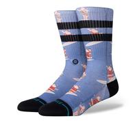 Stance Surfing Santa Crew Socks Blue Patterned Christmas Calf Socks Medium