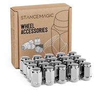 StanceMagic 20pcs 1/2x20 Bulge Closed End Lug Nuts - Cone Acorn Seat - 3/4" 19mm Hex - Compatible with Jeep Wrangler TJ JK Cherokee XJ Wrangler Liberty Rubicon CJ5 CJ7 ZJ WJ WK - Chrome, 1.4in Length