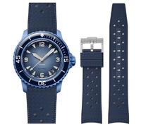 Stanchev Strap for Blancpain Swatch,22mm Silicone Replacement Strap for Blancpain x Swatch Fifty Fathoms,Hollow Out Ventilate Strap for Swatch Blancpain Men Women (22mm, Navy)