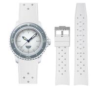 Stanchev Strap for Blancpain Swatch,22mm Silicone Replacement Strap for Blancpain x Swatch Fifty Fathoms,Hollow Out Ventilate Strap for Swatch Blancpain Men Women (22mm, White)