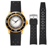 Stanchev Strap for Blancpain Swatch,22mm Silicone Replacement Strap for Blancpain x Swatch Fifty Fathoms,Hollow Out Ventilate Strap for Swatch Blancpain Men Women (22mm, Black)