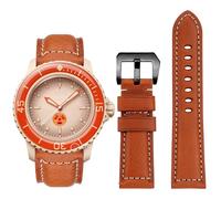 Stanchev Strap for Blancpain Swatch,22mm Soft Leather Waterproof Replacement Strap for Blancpain x Swatch Fifty Fathoms Men Women Band with Install & Remove Tool Kit (22mm, Brown)