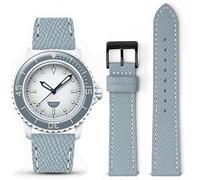 Stanchev Strap for Blancpain Swatch,22mm Soft Leather Waterproof Replacement Strap for Blancpain x Swatch Fifty Fathoms Men Women Band with Install & Remove Tool Kit (22mm, Gray)
