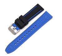 Stanchev Strap for Blancpain Swatch,22mm Soft Rubber Waterproof Replacement Strap for Blancpain x Swatch Fifty Fathoms Men Women Band with Install & Remove Tool Kit (22mm, Black & Blue)