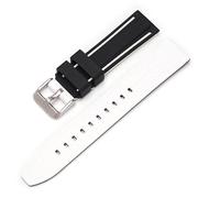 Stanchev Strap for Blancpain Swatch,22mm Soft Rubber Waterproof Replacement Strap for Blancpain x Swatch Fifty Fathoms Men Women Band with Install & Remove Tool Kit (22mm, Black & White)