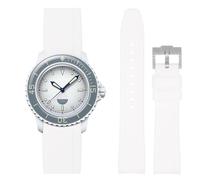 Stanchev Strap for Blancpain Swatch,22mm Soft Rubber Waterproof Replacement Strap for Swatch Blancpain Fifty Fathoms Men Women Band with Install & Remove Tool Kit (22mm, White)