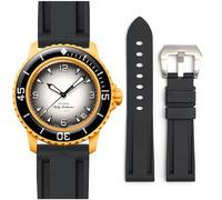 Stanchev Strap for Blancpain x Swatch,22mm Soft Rubber Waterproof Replacement Strap for Swatch Blancpain Fifty Fathoms Men Women Band with Install & Remove Tool Kit (22mm, Black)