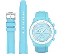 Stanchev Strap for Omega Swatch Moonwatch,Curved SIlicone Strap Compatible with Omega X Swatch 20mm Watch,Quickly Realese Swatch Omega Moonswatch Watch Replacement No Gap Strap Men Women (Light Blue)