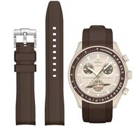 Stanchev Strap for Omega Swatch Moonwatch,Curved SIlicone Strap Compatible with Omega X Swatch 20mm Watch,Quickly Realese Swatch Omega Moonswatch Watch Replacement No Gap Strap Men Women (Brown)