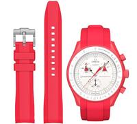 Stanchev Strap for Omega Swatch Moonwatch,Curved SIlicone Strap Compatible with Omega X Swatch 20mm Watch,Quickly Realese Swatch Omega Moonswatch Watch Replacement No Gap Strap Men Women (Red)
