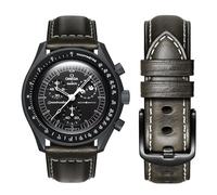 Stanchev Strap for Omega Swatch Moonwatch,Leather Strap Compatible with Omega X Swatch 20mm Watch,Quickly Realese Swatch Omega Moonswatch Watch Replacement Strap Men Women (for 20mm watch, Black)