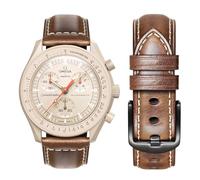 Stanchev Strap for Omega Swatch Moonwatch,Leather Strap Compatible with Omega X Swatch 20mm Watch,Quickly Realese Swatch Omega Moonswatch Watch Replacement Strap Men Women (for 20mm watch, Brown)