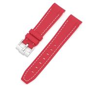 Stanchev Strap for Omega x Swatch MoonSwatch Watch 20mm,Soft Silicone Omega X Swatch Moonswatch Speedmaster Replacement Strap,Curved No Gap Moonswatch Swatch strap for Men Women (Red white line)