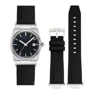Stanchev Strap for Tissot PRX Watch Series,Quick Release Soft Silicone Strap for Tissot PRX Powermatic 80,12mm Men Women Replacement Straps for Tissot PRX 40mm (40mm watch, Black silver buckle)