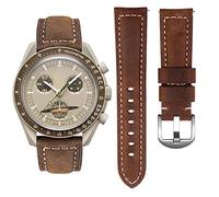Stanchev Watch Strap for Omega x Swatch MoonSwatch/Rolex Watch/SEIKO Watch 20mm,No Gap leather Omega X Swatch Moonswatch Speedmaster Watch Replacement Strap (Coffee)