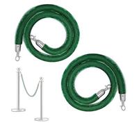 Stanchion Barrier Rope, Green Velvet Stanchion Rope with Silver Clasps 4 5 Feet, Crowd Control Ropes Safety Barrier 2 Pack Velvet Rope for Grand Openings Events Clubs Hotel Bank