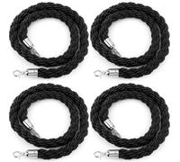 Stanchion Hemp Braided Rope with Hooks, Crowd Control Barrier Ropes | Braided Stanchion Rope with Hooks, Ideal for Crowd Control Barriers in Events, Warehouses, and Grand Openings