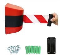 Stanchion, Line Divider, Queue Retractable Belt Barrier Red Wall Mount Retractable Belt Barrier,Queuing Safety Tape Cordon(5M/16.4FT)