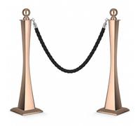 Stanchion Posts with Rope Set, Heavy Duty Crowd Control Barrier with Cast Iron Base, Queue Barrier System for Events, Hotel, Airport, and Line Management copper