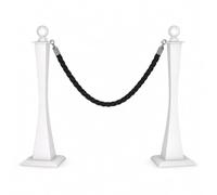 Stanchion Posts with Rope Set, Heavy Duty Crowd Control Barrier with Cast Iron Base, Queue Barrier System for Events, Hotel, Airport, and Line Management white