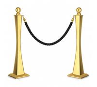 Stanchion Posts with Rope Set, Heavy Duty Crowd Control Barrier with Cast Iron Base, Queue Barrier System for Events, Hotel, Airport, and Line Management gold
