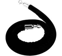 Stanchion Queue Velvet Rope with Silver Mirror Polished Hooks 5 Feet Rope Black.