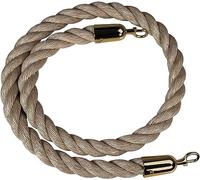 Stanchion Rope Barrier - 32mm Hemp Braided Rope with Silver Hooks, 1.8m/6ft Length for Crowd Control and Event Management