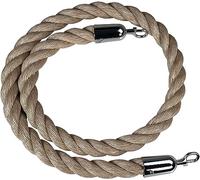 Stanchion Rope Barrier - 32mm Hemp Braided Rope with Silver Hooks, 1.8m/6ft Length for Crowd Control and Event Management