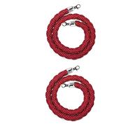 Stanchion Rope Crowd Control Barrier, Queue, 2 Pcs Exquisite Divide With Silver Hooks, Party Event Museums Wedding(Red,2m/6.5ft)