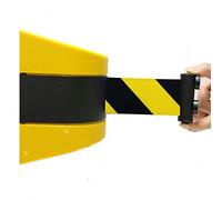 Stanchion Rope, Magnetic Suction Wall Retractable Barrier Tape with Yellow/Black Striped Caution Belt for Outdoor Mount Stanchion Queue(10m/32.8ft)