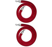 Stanchion Rope Rope Barriers, 2 Pcs Multicolor Velvet Rope Barrier Multiple Sizes for Crowd Control(Red,2.2m/7.2ft)