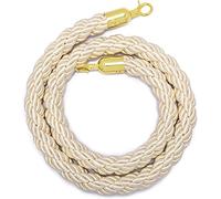 Stanchion Rope, Suspended rope barrier beige hemp braided with gold plated hook crowd control(1 Pack,4m/13ft)