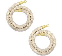 Stanchion Rope, Suspended rope barrier beige hemp braided with gold plated hook crowd control(2 Pack,4.5m/14.7ft)