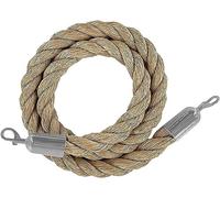 Stanchion Rope, Suspended rope barrier with silver hook, hemp woven, upright(1 Pack,150cm/59 in)